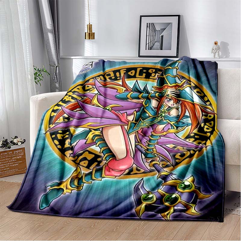 Dark Magician Cartoon Anime Throws Blanket Kids Super Soft Cute Blankt for Travel Couch Picnic Bed Flannel Blanket Birthday Gift