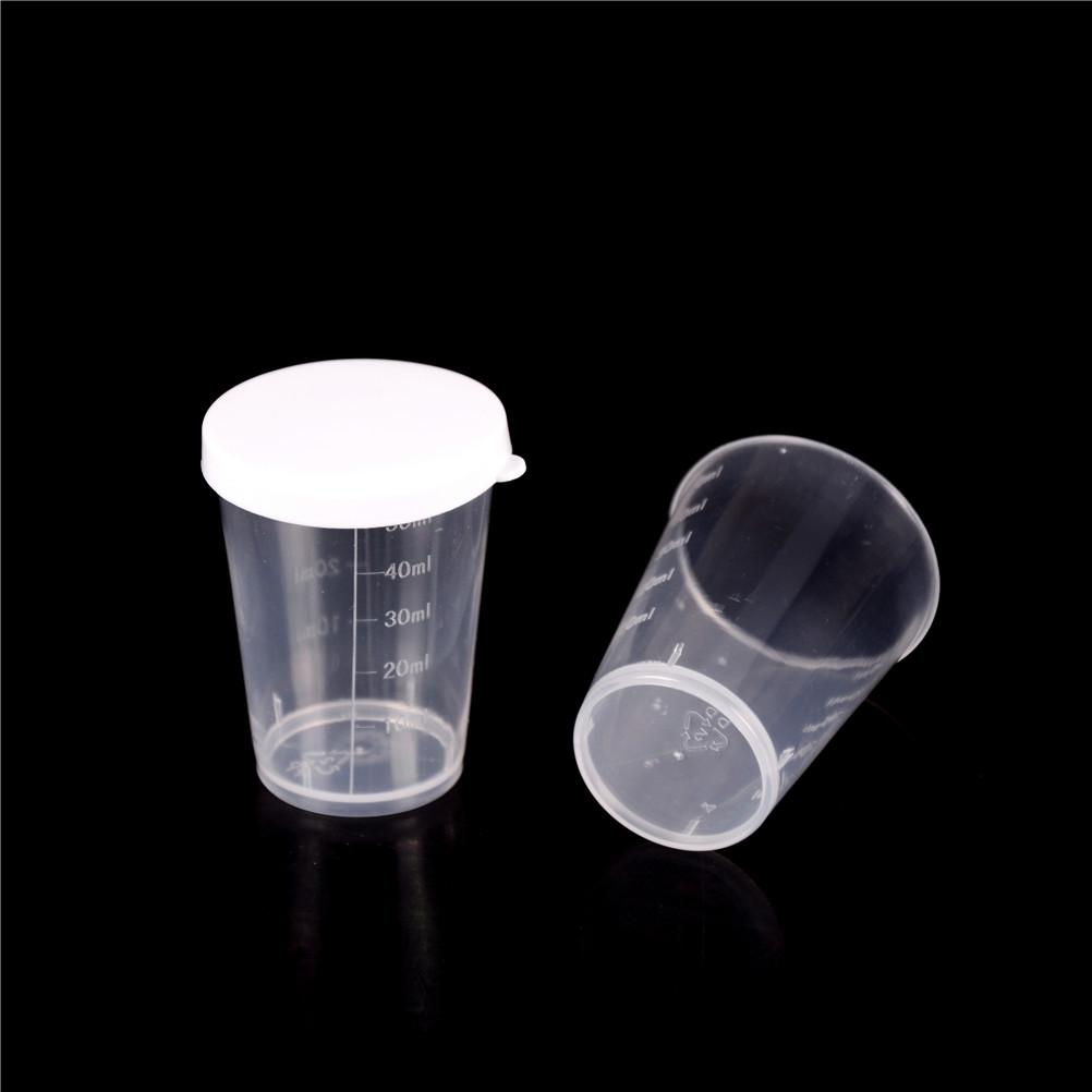 Cylindre de Test de Laboratoire Gradué en Plastique PP Transparent Tasses de Mesure de Liquide Couvercle Blanc Indexation Récipient Transparent Tube20ml/30ml/50ml