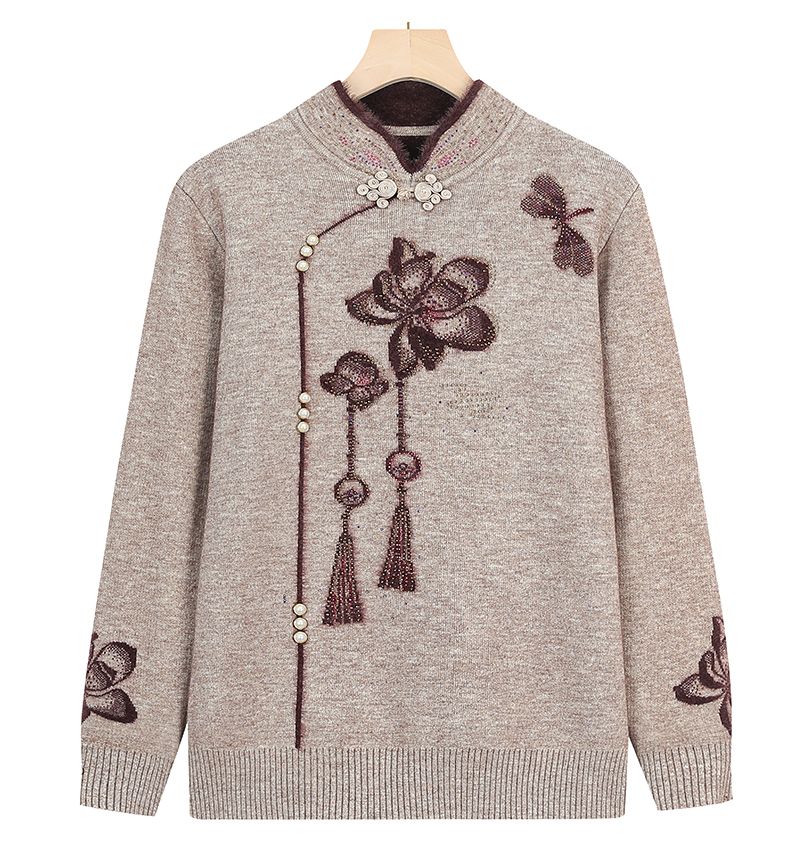 

Осень Зима Женский Свитер из Минковой Флисовой Ткани Толстый Теплый Свитер Свитер из Искусственной Минковой Флисовой Ткани Свободный Пуловер Вышитый Трикотаж M верблюд