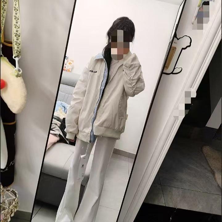 Winter Thickened Embroidered Baseball Jacket Retro American Style  Warm Coat for Women