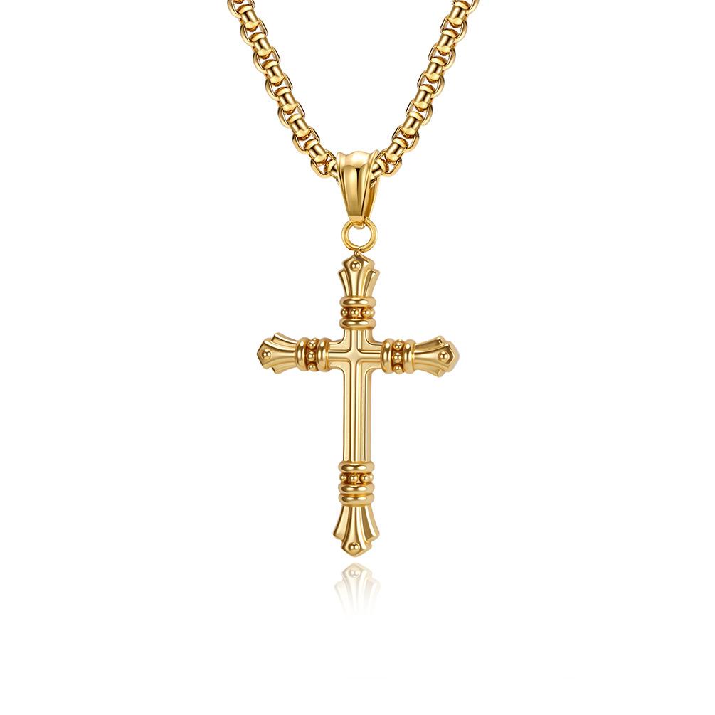 Vintage Punk Titanium Steel Cross Necklace Men's Niche Personality Trend Wear Stainless Steel Pendant Accessories