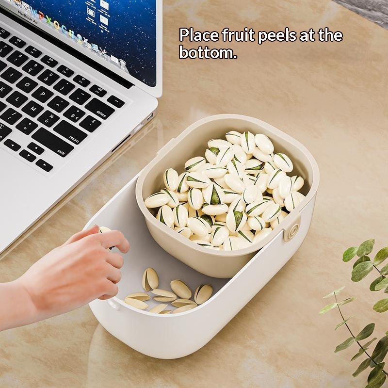 Double Layer Drain Basket Snacks Dried Fruit Box Thickened Household Fruit Plate Kitchen Drain Tray 1Pc