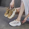 Small inner height increase dad shoes women's versatile leather hollow platform sandals women's breathable casual sports shoes