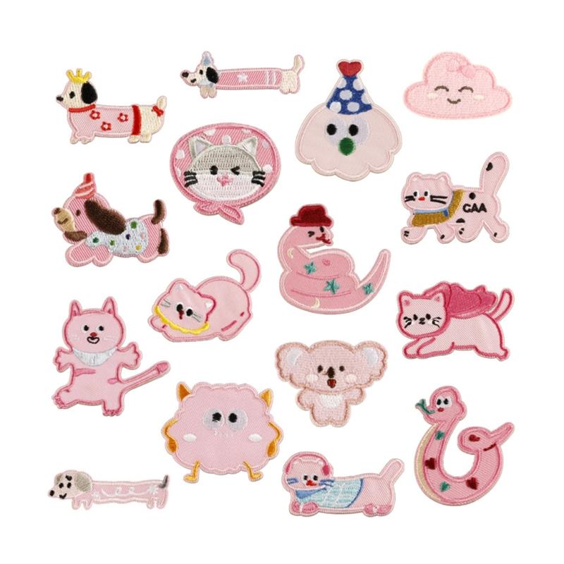 

17Pcs Cartoon Animal Adhesive Embroidery Appliques Iron On Polyester Patches For Kids Clothing Bag Hat Sewing Project 1