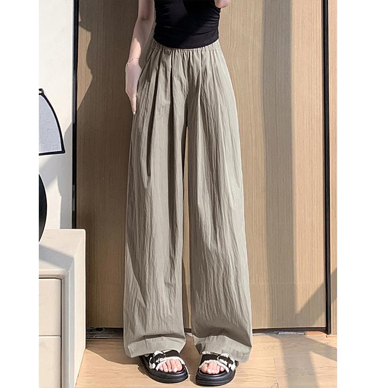 Spring Summer Women Loose Wide Leg Pants Casual Elastic Waist Stright Long Wide Leg Pants Female Casual Female Pants Trousers