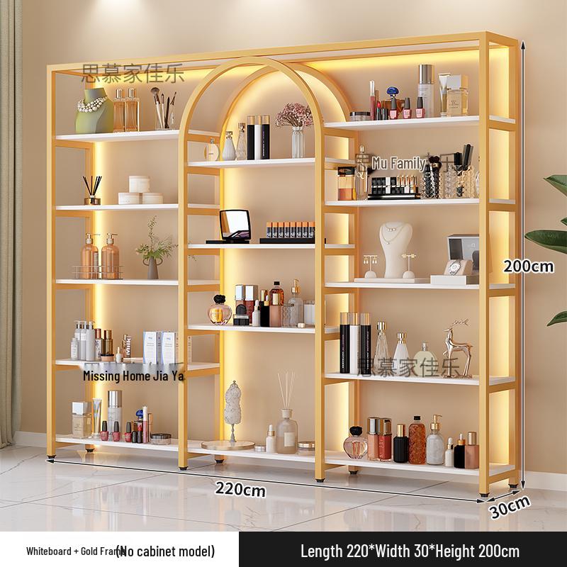 Illuminated Multi-Layer Cosmetic Display Shelf for Salons and Barbershops