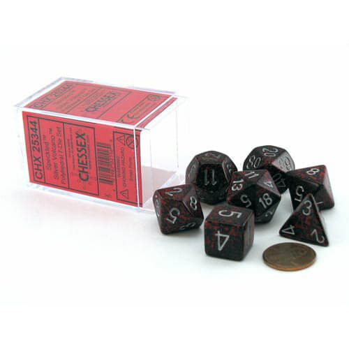 D7 Die Set Dice Speckled Poly (7 Dice) (Silver Volcano)