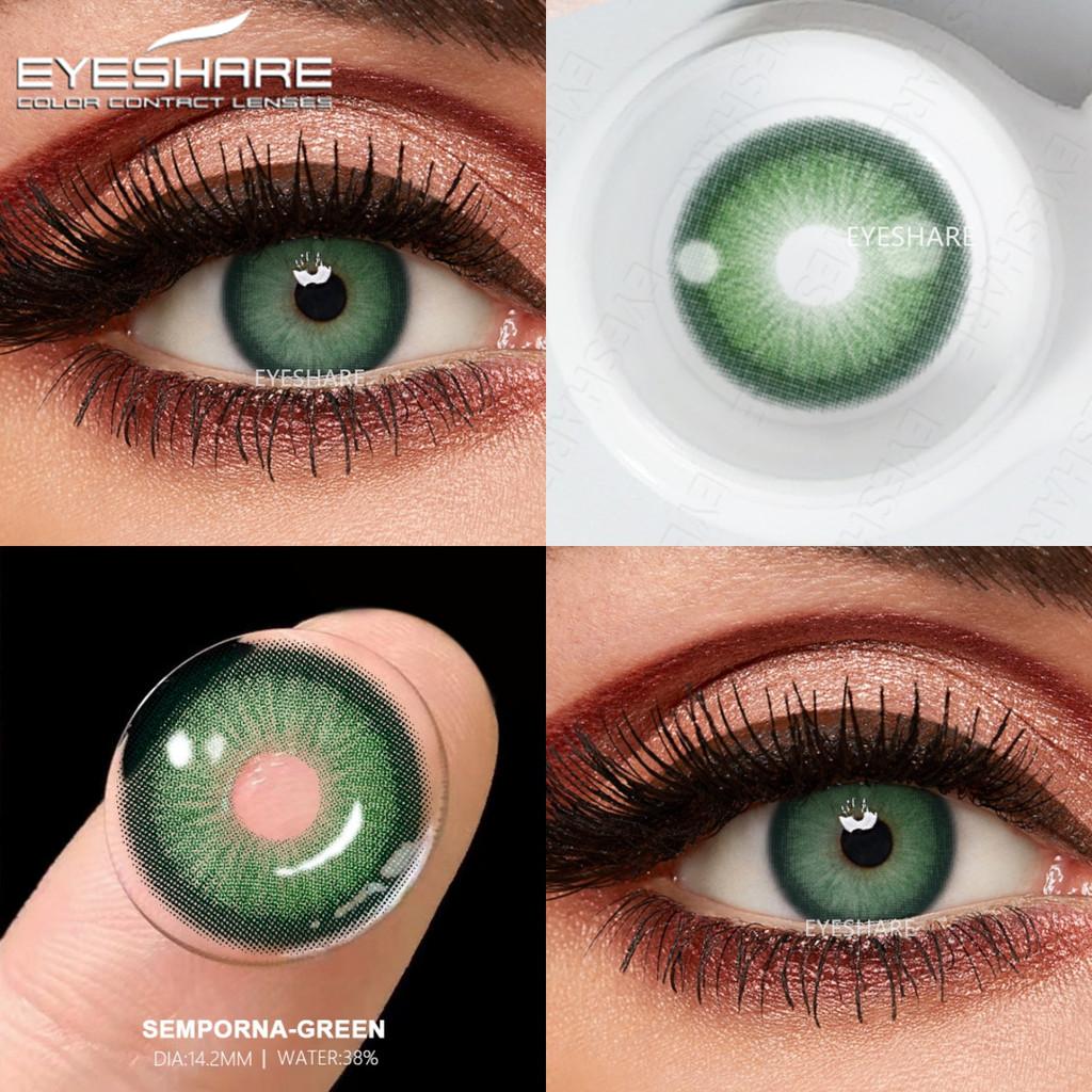 Eyeshare 2 buc = 1 pereche Lentile de contact colorate pentru ochi Ochi albaștri Lentilă de culoare Lentilă roșie Lentilă naturală anuală 14,2 mm