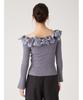 Lily Brown Voluminous Frill Knit Top LWNT245053 BLU Women's