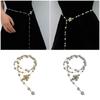Adjustable Metallic Waist Belt Chain Necklace Adorned with Delicate Pearls for Dresses Evening Outfits or Casual Style