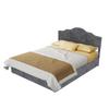 Modern minimalist bed, comfortable headboard, 140*200CM, gray, high box bed with pneumatic rod, does not include mattress.