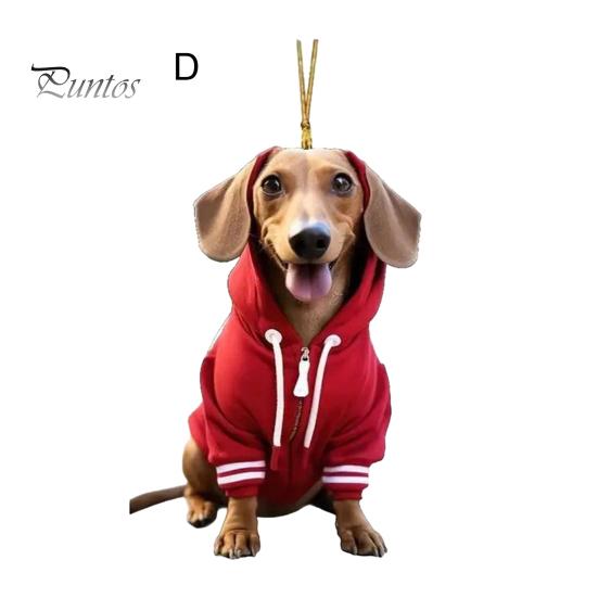 Acrylic Dog Car Pendant Ornament Cute Christmas Car Charm Festive Hanging Ornament for Trees Windows Doors