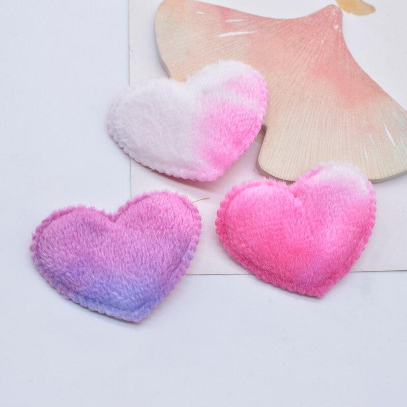 

50 шт./лот, 45*35 мм, мягкие плюшевые пушистые сердечки, аппликация для DIY, головной убор, заколка для волос, декор с бантом, аксессуары, одежда, шляпа, обувь, нашивки для шитья розы красного