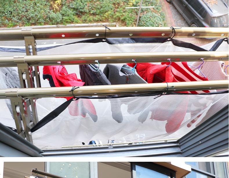 Retractable Outdoor Clothes Drying Rack with Anti-Drop Mesh Bag and Protective Quilt Net Cover