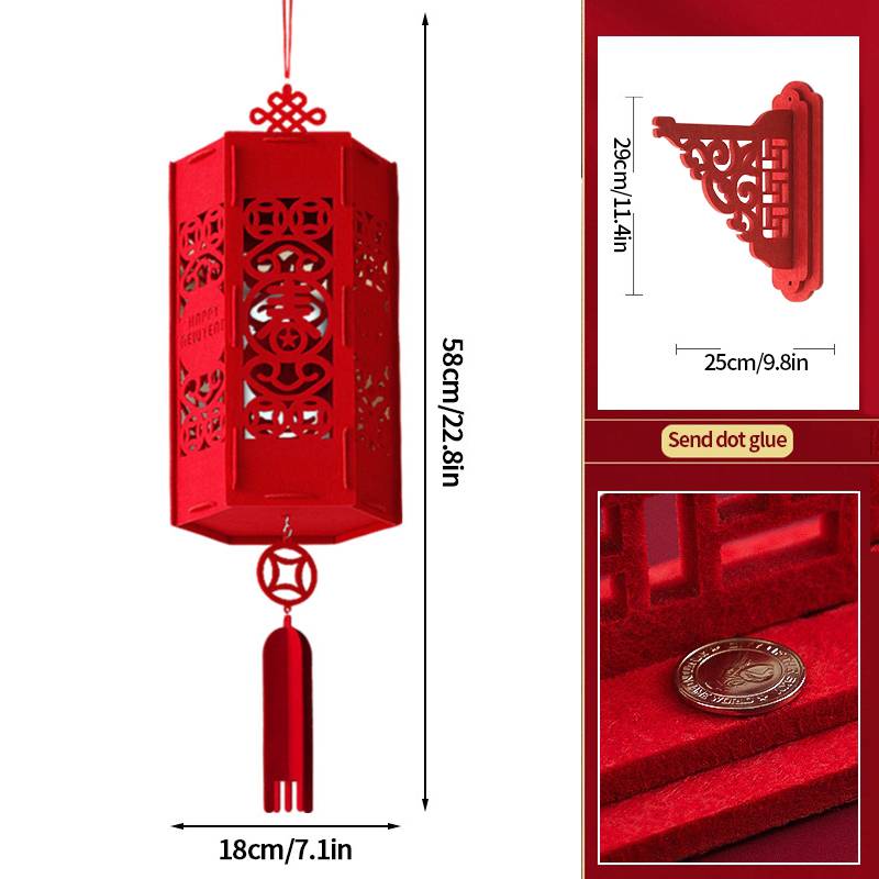 2Pcs Red Chinese Lanterns Chinese New Year Decorations Spring Festival Lantern Lucky Fu 3D Puzzle Lanterns Festival Celebration