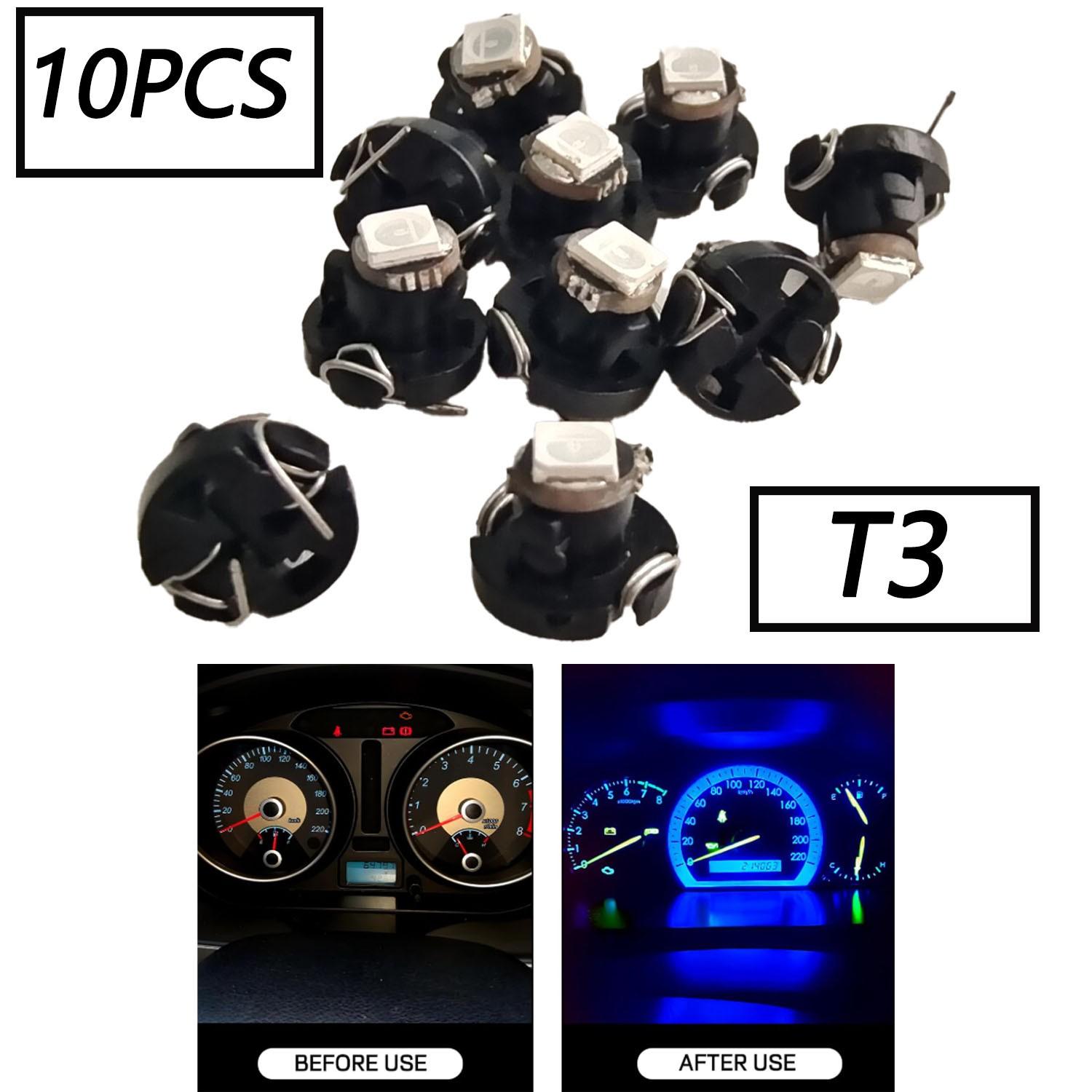 10X T3 trument Gauge Cluster Panel Speedometer LED Lights Bulbs Kit Blue 12V
