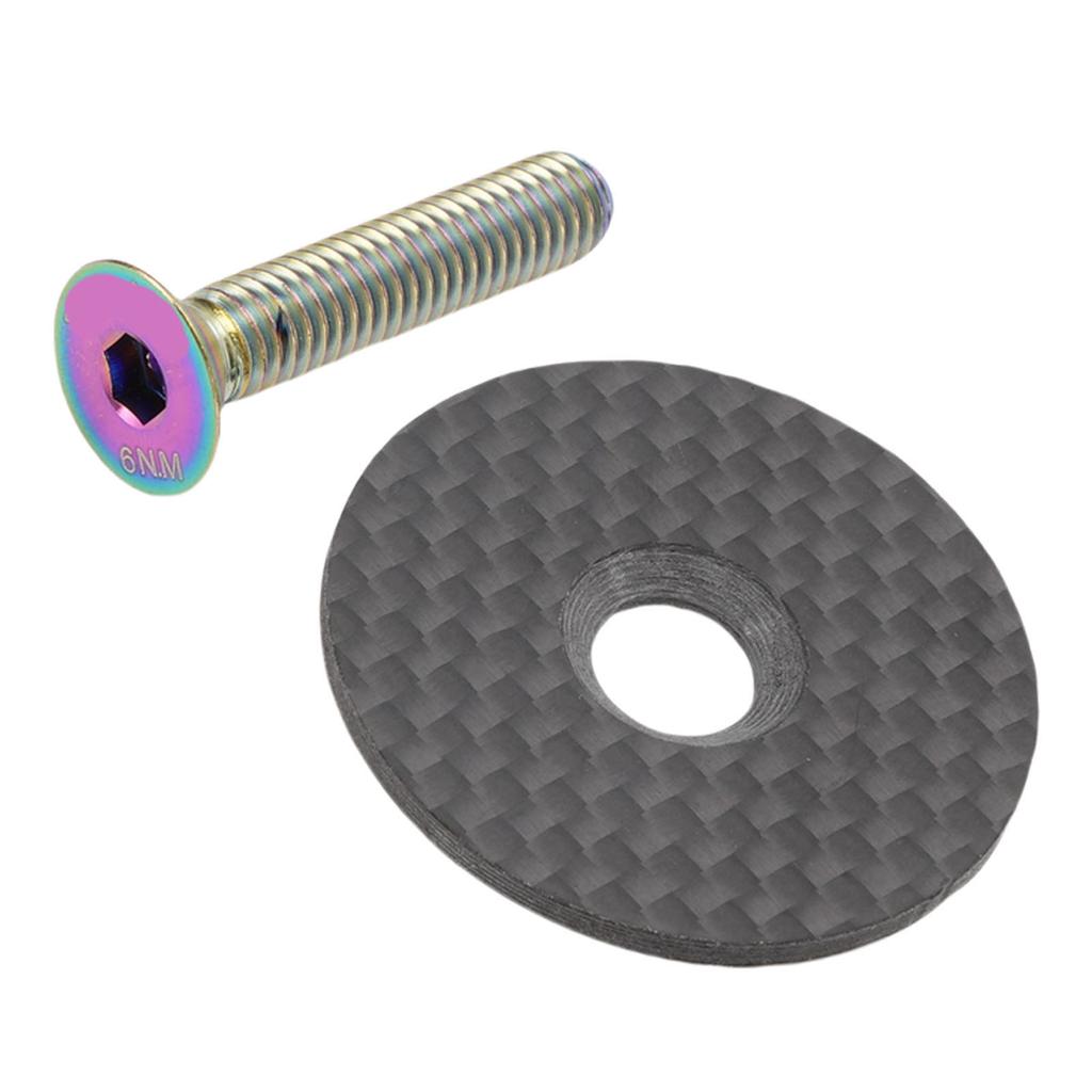 Fahrrad Steuersatzkappe Carbonfaser Leichtgewicht 31,8 mm Fahrrad Gabelschaft Vorbau Oberkappe mit Ti Legierungsschraube für Straße Mountain