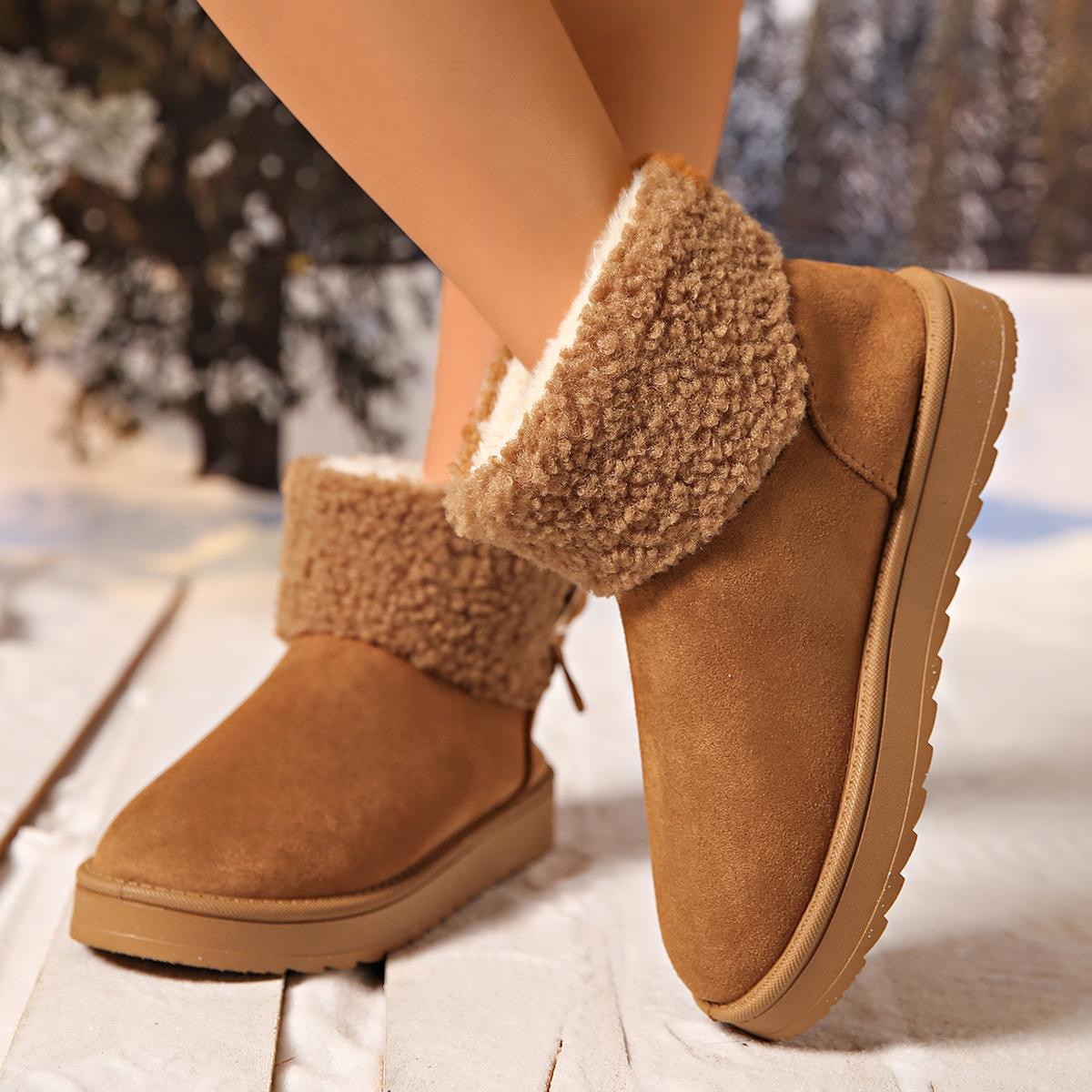 

Winter Lightweight Non-slip Large-size Short Boots Fashionable New Round Toe Comfortable Warm Plush Casual Boots for Women 36