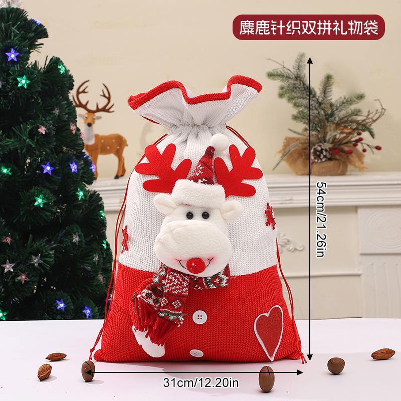 Christmas New Gift Bag Cross-border Large Bundle Mouth Bag Decorative Ornament Candy Bag Cartoon Snowman Old Man Portable