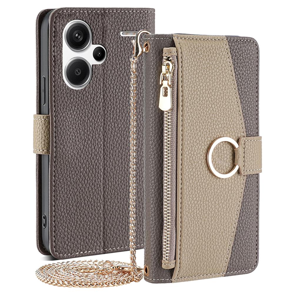 For Xiaomi Redmi Note 13 Pro+ 5G Crossbody Case Zipper Pocket Phone Cover with Makeup Mirror