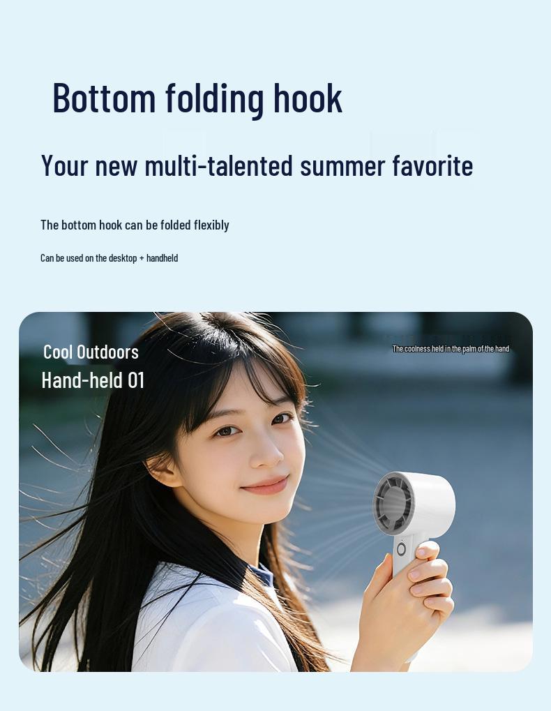 Rechargeable 3-in-1 Mini Handheld Fan: High Wind Power, Multi-Speed, Portable, Outdoor Use.