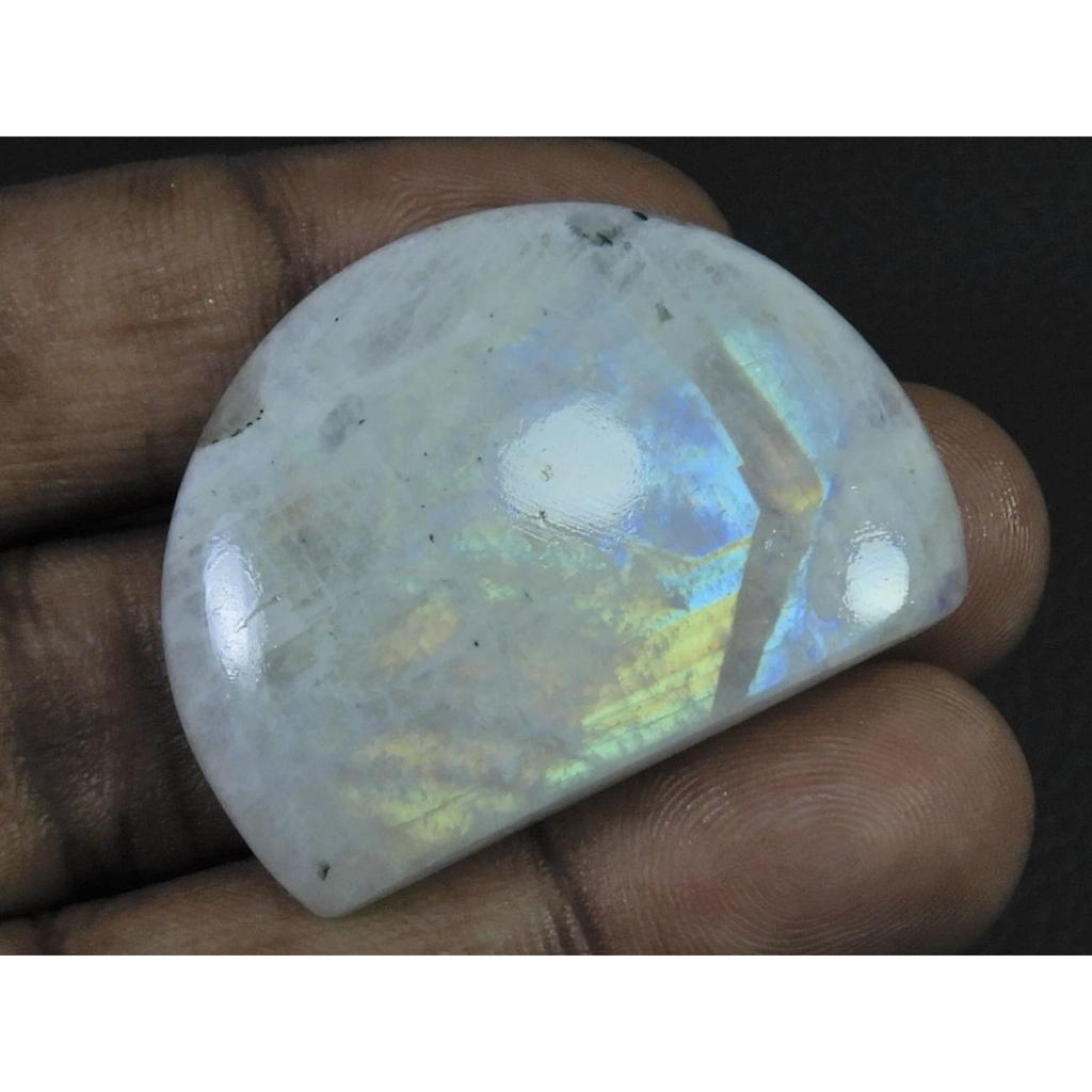 30X41X06 MM Natural Rainbow Moonstone Fancy Cabochon Loose Gemstone 74Cts. C-1621