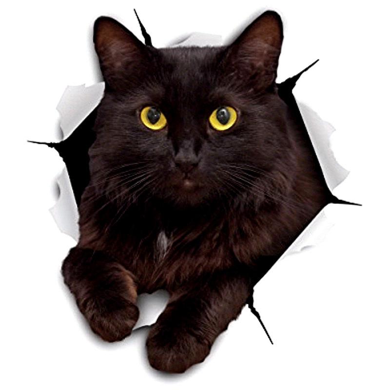 3D Svart Katt Bilfönsterklistermärke