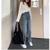 Winter Thick Warm Fleece Straight Jean Pants Vintage Jeans Woman's High Waist 2022 Blue Wide Leg Denim Trouser Baggy Casual