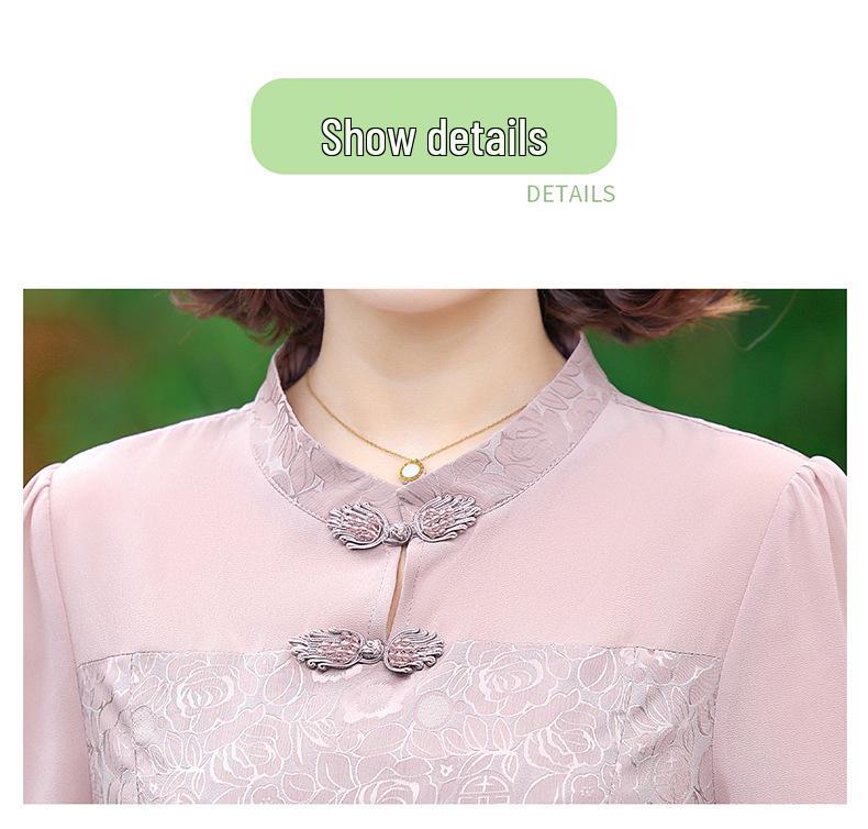 Rochie Qipao Elegantă de Vară cu Mânecă Scurtă, Șic, 2025, pentru Femei de Vârstă Mijlocie