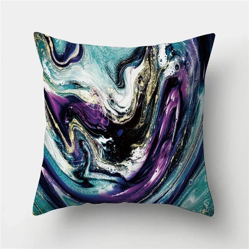 45*45 Marble Ocean Sea Pattern Polyester Throw Pillow Living Room Cushion Cover Home Decoration Sofa Decorative Pillowcase