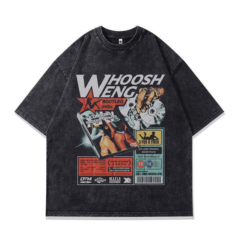 Rock Skull Direct Injection Printing Retro Washing Short Sleeve T-Shirt Loose Couple Bottom Shirt Men