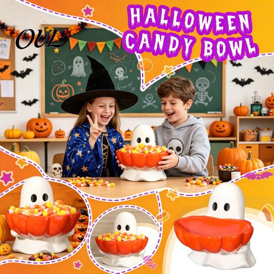 Festlicher Tischschmuck Halloween Süßigkeitenschale, Kürbis Geisterförmige Schale, Gruselige Servier-Dekorative Schale für Kekse, Desserts, Party Trick or