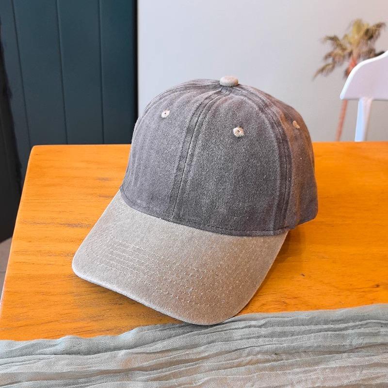 Retro Color-blocked Denim Brim Ponytail Baseball Cap Personality Curved Brim Sports Hip Hop Style Baseball Cap Adjustable