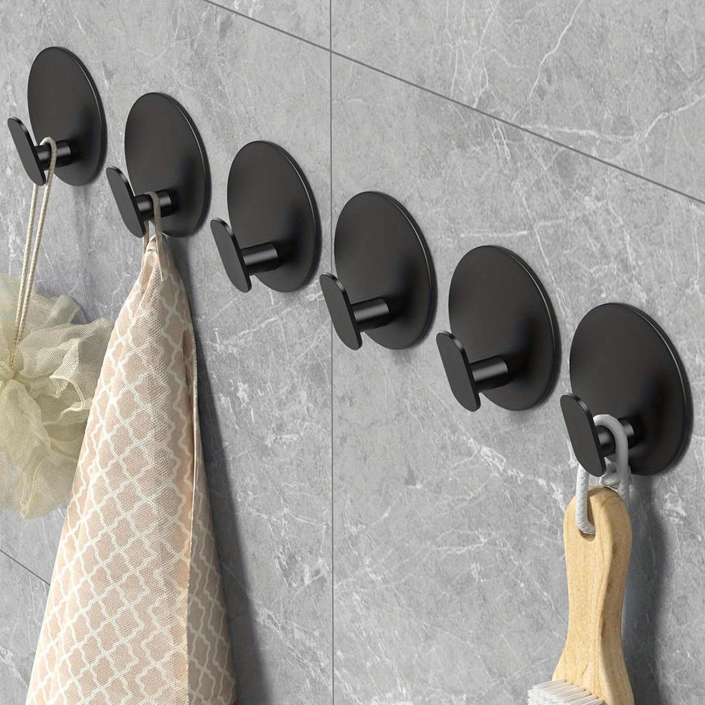 Toilet towel hooks, 2/4/6 adhesive hooks, stainless steel shower hooks, used for hanging bathrobes, loofah nets, jackets, clothes, hats