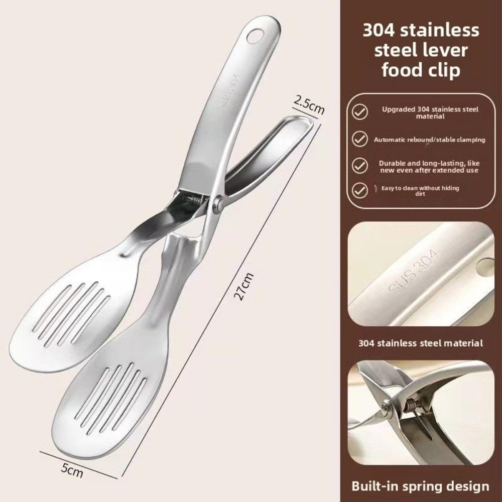 

Outdoor Stainless Steel Kitchen Food Tong Heat Resistant Spring-Loaded Design Buffet Dining Clip Cooking Clip For BBQ, Cooking