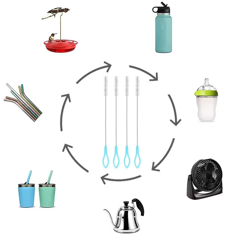 10/20/30Pcs Drinking Straw Cleaning Brush Kit Reusable Tube Pipe Cleaner Nylon Stainless Steel Long Cup Bottles Straw Brushes