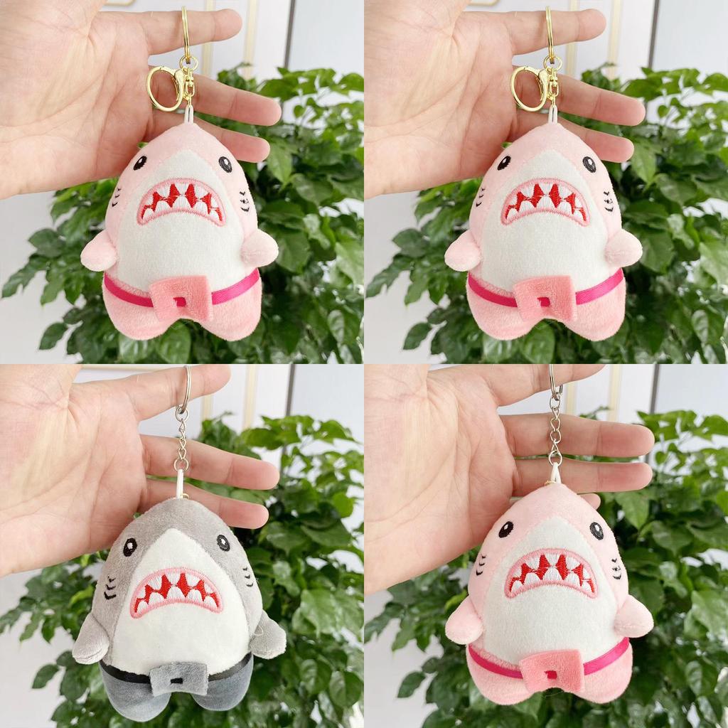 Adorable Plush Shark Keychain Doll Cute Stuffed Animal Pendant For Bags And Keys