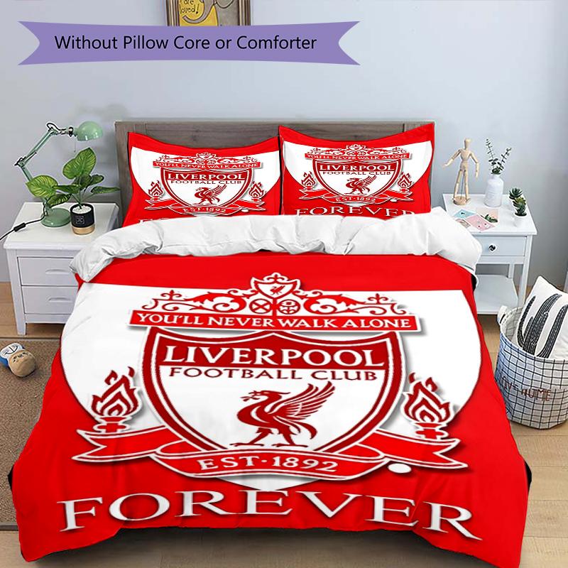Set copripiumino 3 pezzi (1*Copripiumino + 2*Federe, Senza Nucleo),Set Biancheria da Letto con Stampa Liverpool F.C, Decorazione Camera da Letto, Per Tutte le Stagioni, Regalo di Compleanno