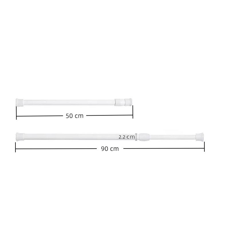 

Регулируемый по натяжению карниз, многоцелевой металлический раздвижной карниз без сверления для ванной комнаты, кухни, подоконника, балкона, гостиной 50*2.2cm белый