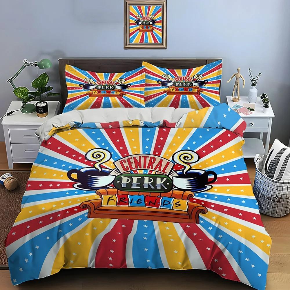 Funny Friends Print Bedding Set Duvet Cover 1 Duvet Cover 2 Pillowcases Adult And Children Bedding Set Luxury TV Show Pattern