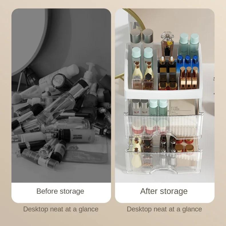 

Large Capacity Hot Drawer Makeup Organizer Plastic Makeup Storage Box Lipstick Holder Office Supplies Storage Box Large Capacity