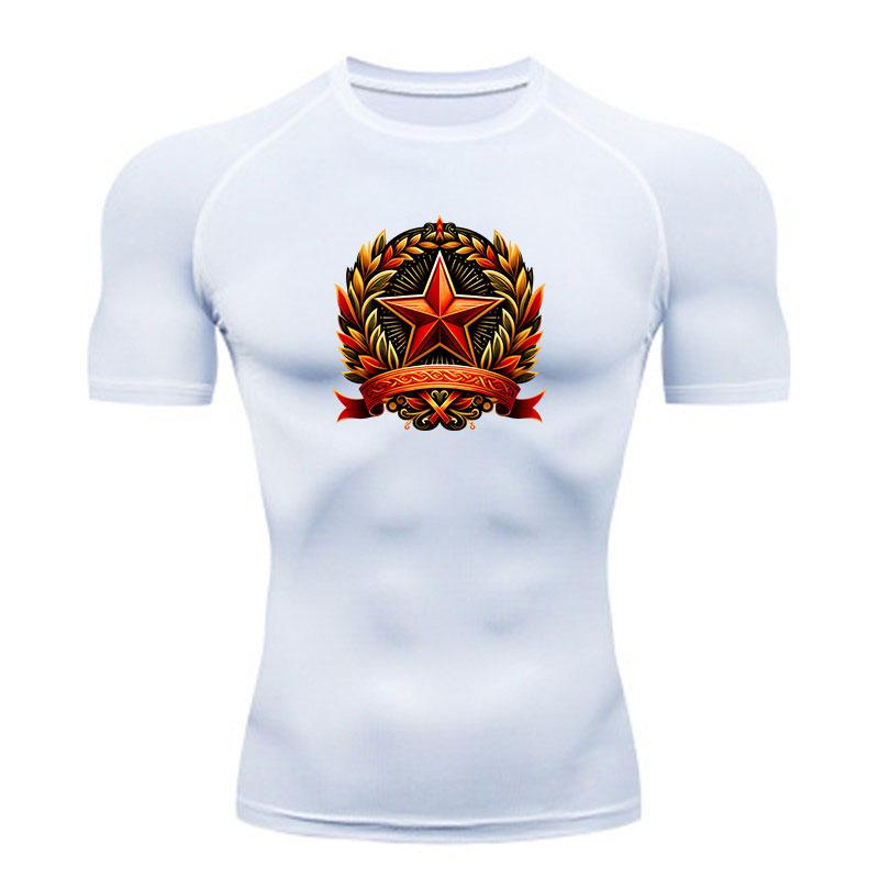 Men's Compression Fitness Sports T-Shirt, Retro Red Star Pri