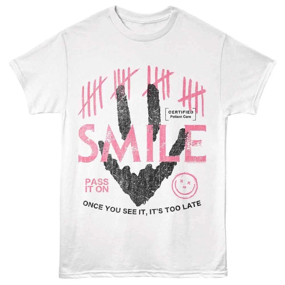 Smile - Pass It On - Officially Licensed - White Solid Front Print Short S 100