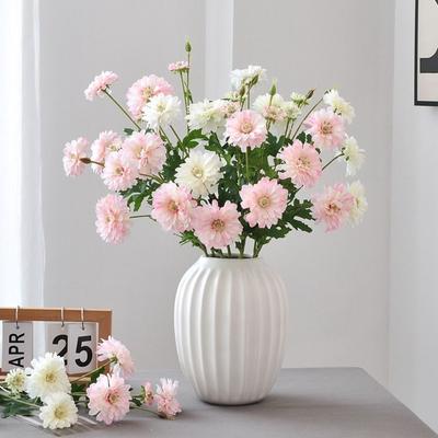 4 Heads Design Faux Flowers Bouquet Artificial Silk Chrysanthemum Bouquet  Wedding Decor