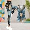 Women Plus Size Two Piece Set Scoop Neck Sleeveless Printed Tank Top Fitted Black Gold Leggings