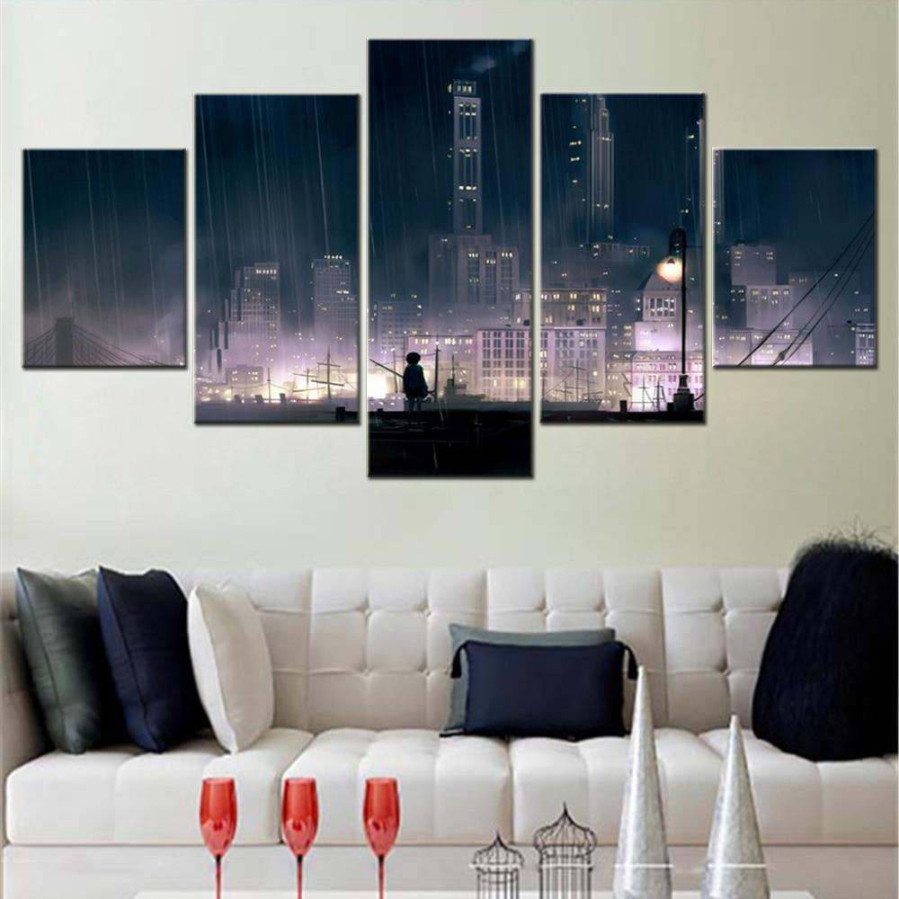 

5 Pieces Canvas Wall Arts Poster Painting Anime Landscape Home Decoration Modular Picture Print Living Room Mural Artwork 20X35 20X45 20X55CM