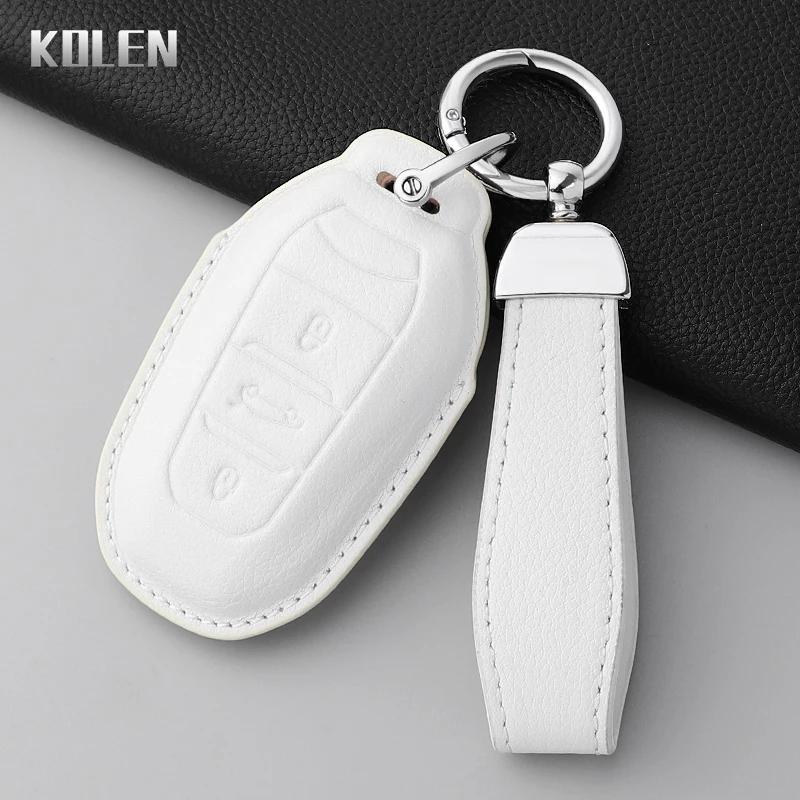 Genuine Genuine Leather Auto Key Fob Cover Case Fit For Peugeot 2008 3008 4008 5008 308 408 508 Citroen C1 C2 C4 C6 C3-Xr Picasso Grand Ds3 Ds5