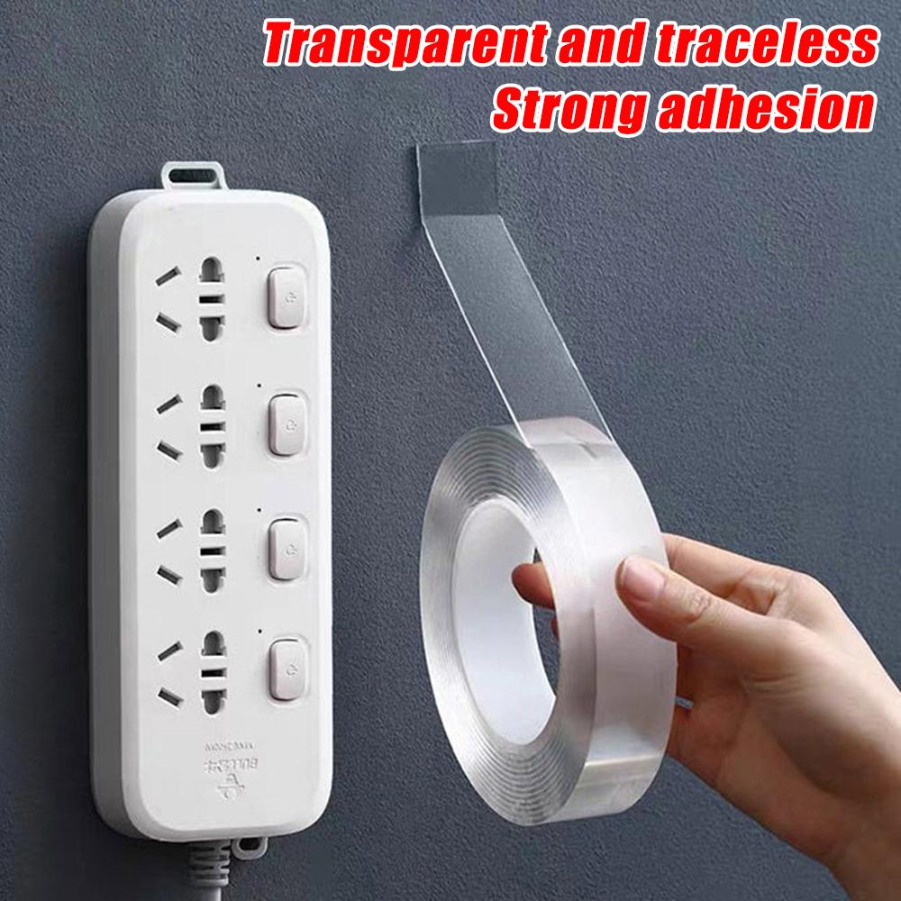 Dubbelhäftande tejp Nanotejp Återanvändbar Vattentät Väggklistermärke Icke-märkande Tvättbar Självhäftande Transparenta Tejper 1/2/3/5 Meter