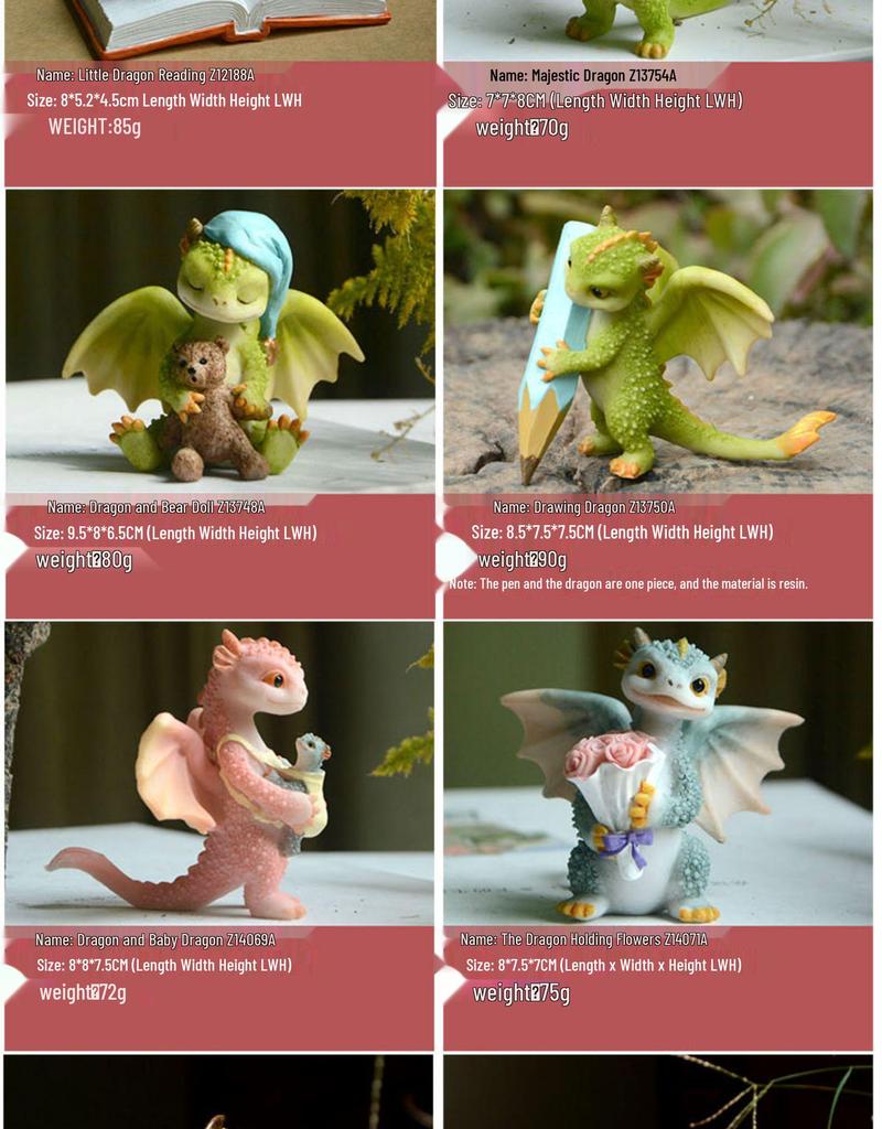 Adorable Cartoon Dragon Resin Ornament - Dinosaur Figure Gift for Friends & Teachers
