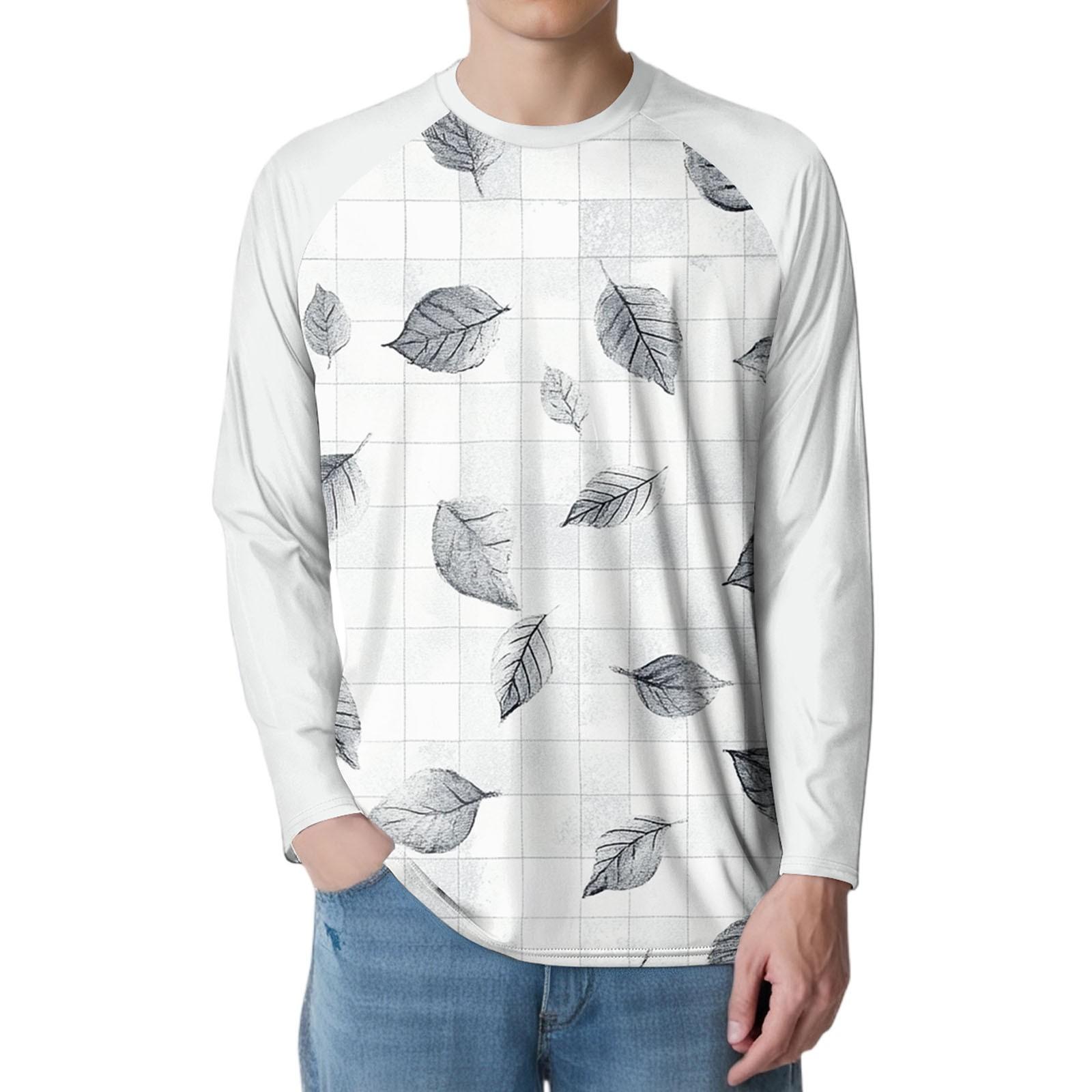 

Мужская мода принтованный реглан длинный рукав спортивный топ L белый